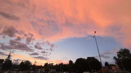 Colorful sunset observed over Svilengrad, Bulgaria