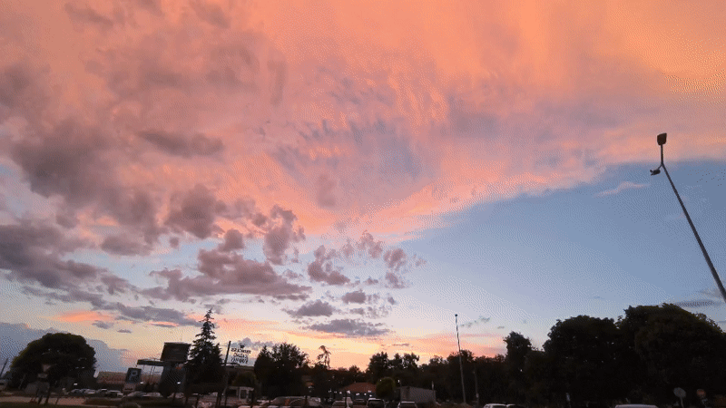 Colorful sunset observed over Svilengrad, Bulgaria