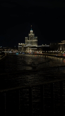 Moscow River nighttime scenes and street maintenance captured