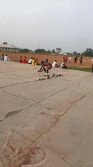 Man rollerblades, performs jumps on concrete court in Akwanga
