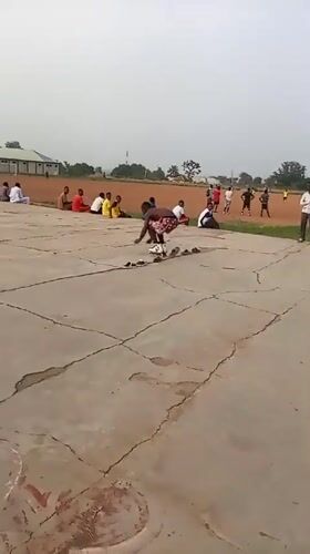 Man rollerblades, performs jumps on concrete court in Akwanga