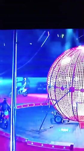 Globe of Death circus act lights up Pavlohrad