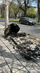 Waste container fire leaves debris on Haskovo street