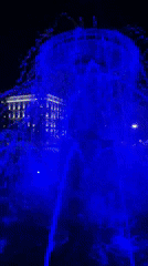 Nizhny Novgorod's fountains and Kremlin lit up at night