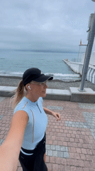 Morning jogger spotted along Sochi waterfront promenade and stairs