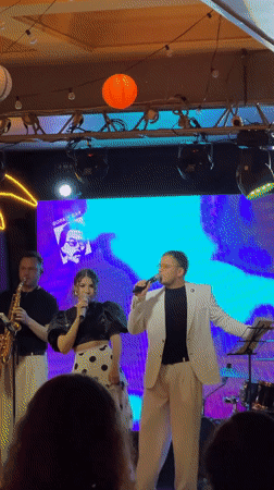 Musical duo performs live at club venue