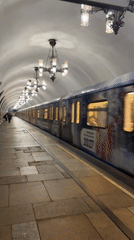 Morning scenes around Moscow's space monument and Metro system