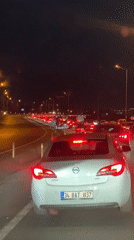 Heavy traffic jam observed in Çekmeköy, Turkey at night