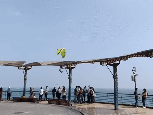 Paraglider spotted over Miraflores cliffs, Peru