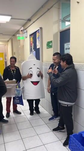 Mascot costume spotted in Arica hospital hallway