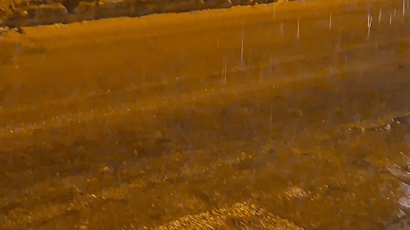 Rainy night driving through Taranto's wet streets
