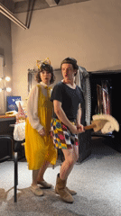 Couple dancing in dressing room observed in Tashkent