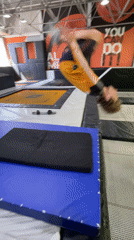 Young athlete practices trampoline routines at Krasnoyarsk facility