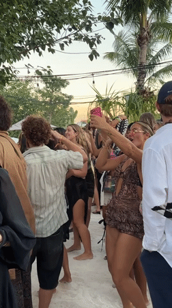 Daytime beach party draws crowds in Mengwi, Indonesia