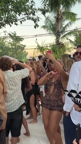 Daytime beach party draws crowds in Mengwi, Indonesia