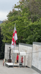 Memorial guards, monument, fire truck observed in Tbilisi