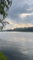 Dawn mist observed over Yenisei River in Krasnoyarsk