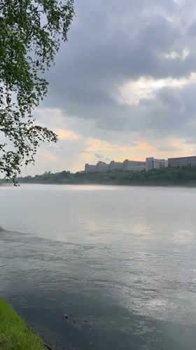 Dawn mist observed over Yenisei River in Krasnoyarsk