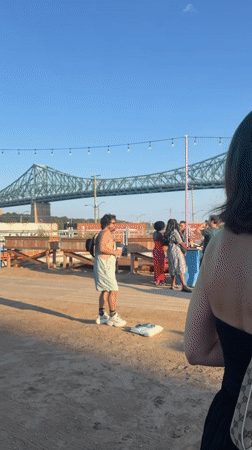 Summer afternoon at Montreal's Pied-du-Courant Pier