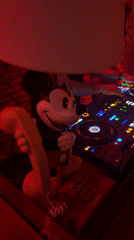 Vintage Mickey Mouse telephones spotted near DJ setup in Barcelona