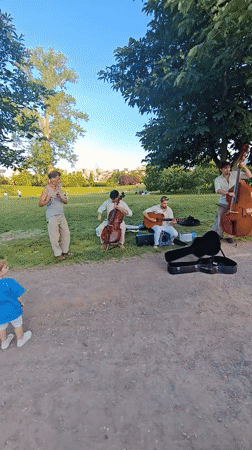 Park musicians and anime display in Sofia