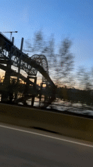 Vehicle journey documented through New Westminster during evening hours
