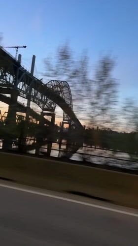 Vehicle journey documented through New Westminster during evening hours
