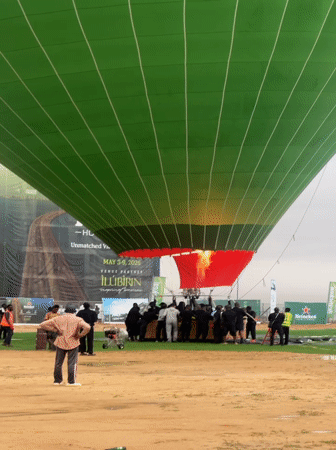 Heineken hot air balloon inflated in Lagos field