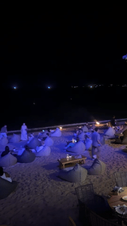Evening beach lounge gathering in Baan Bo Phut, Thailand