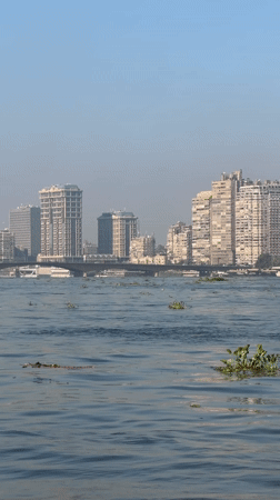 Morning scenes along the Nile waterfront in Cairo