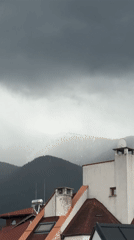 Cloudy conditions blanket mountains in Bansko, Bulgaria