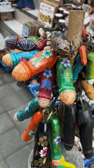 Morning shopping activity at traditional Ubud craft market