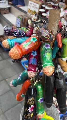Morning shopping activity at traditional Ubud craft market