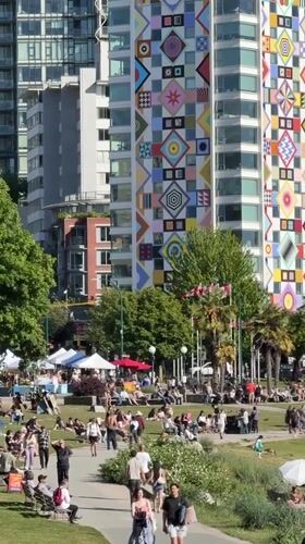 Sunny Vancouver morning captures everyday urban life across parks and streets