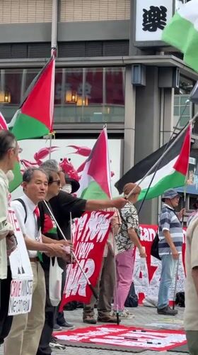 Pro-Palestinian demonstration held in Osaka's Shinsaibashi district
