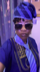 Coordinated blue traditional look in Ajara, Nigeria