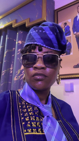 Coordinated blue traditional look in Ajara, Nigeria