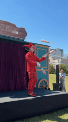 Street Jester Juggles for Moscow Audience
