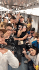 Crowded transit train observed during afternoon commute hours