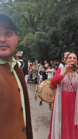 Religious procession and festival celebrations in Manali, India
