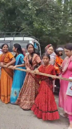 Religious procession and festival celebrations in Manali, India