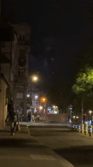 Nighttime fireworks display observed in Strasbourg, France