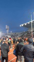 Crowd gathers at stadium stage event