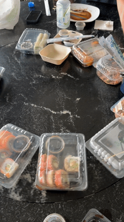 Japanese takeout meal documented in Tlaxcalancingo, Mexico