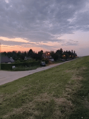 Dusk settles over a quiet Tczew neighborhood in northern Poland