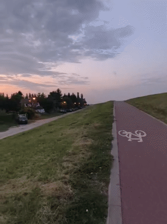 Dusk settles over a quiet Tczew neighborhood in northern Poland