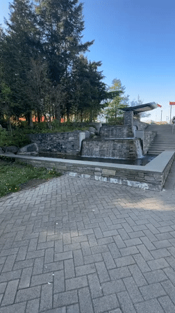 Stone waterfall feature observed in Burnaby park