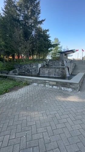 Stone waterfall feature observed in Burnaby park