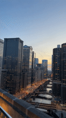 Evening cityscape views captured across Chicago during twilight hours
