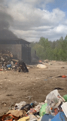 Building fire produces heavy smoke in rural Russian village